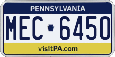 PA license plate MEC6450