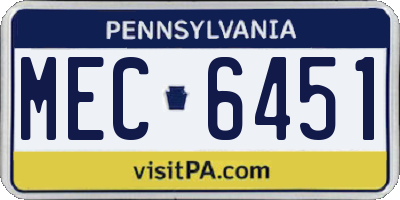 PA license plate MEC6451