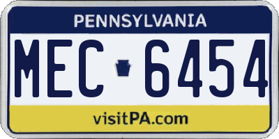 PA license plate MEC6454