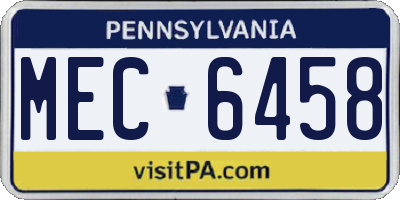PA license plate MEC6458