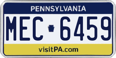 PA license plate MEC6459