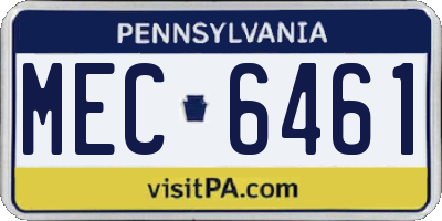 PA license plate MEC6461