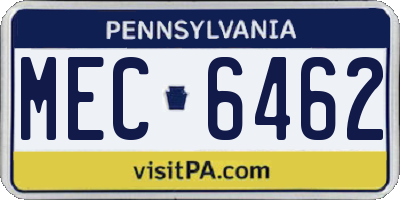 PA license plate MEC6462