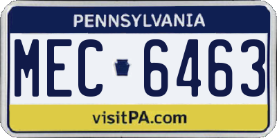 PA license plate MEC6463