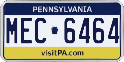 PA license plate MEC6464