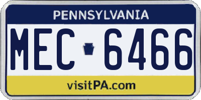 PA license plate MEC6466