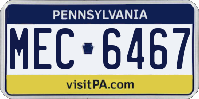 PA license plate MEC6467