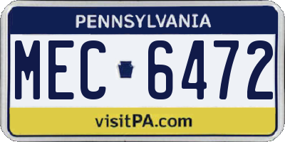PA license plate MEC6472