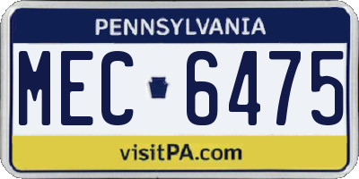 PA license plate MEC6475