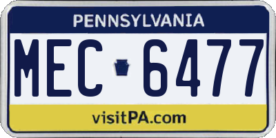 PA license plate MEC6477
