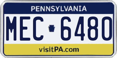 PA license plate MEC6480