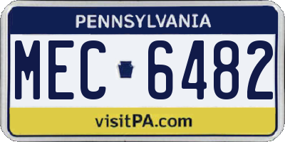 PA license plate MEC6482
