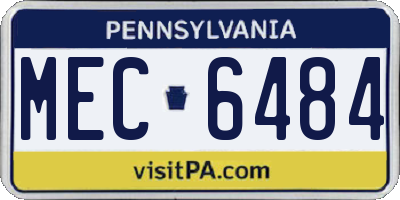PA license plate MEC6484
