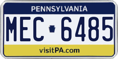 PA license plate MEC6485