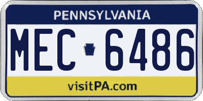 PA license plate MEC6486