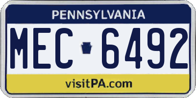 PA license plate MEC6492