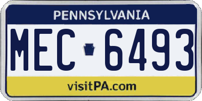 PA license plate MEC6493