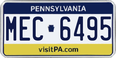 PA license plate MEC6495