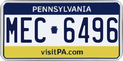 PA license plate MEC6496