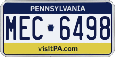 PA license plate MEC6498