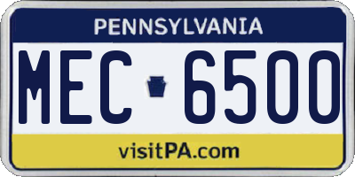 PA license plate MEC6500