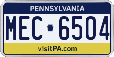 PA license plate MEC6504