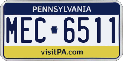 PA license plate MEC6511