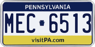 PA license plate MEC6513