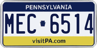 PA license plate MEC6514
