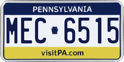 PA license plate MEC6515