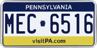 PA license plate MEC6516