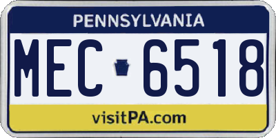 PA license plate MEC6518
