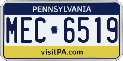 PA license plate MEC6519