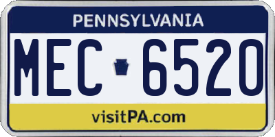 PA license plate MEC6520