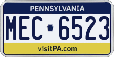 PA license plate MEC6523