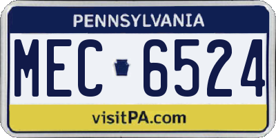 PA license plate MEC6524