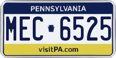 PA license plate MEC6525