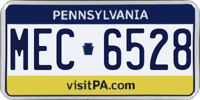 PA license plate MEC6528