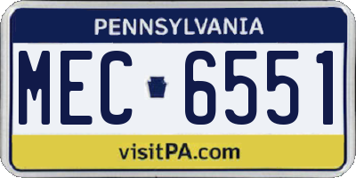 PA license plate MEC6551