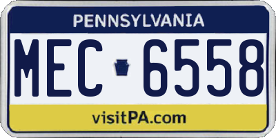 PA license plate MEC6558