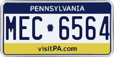 PA license plate MEC6564