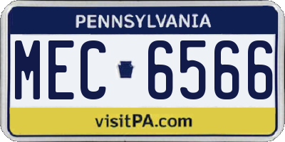 PA license plate MEC6566