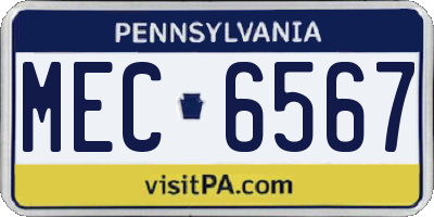 PA license plate MEC6567