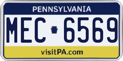 PA license plate MEC6569
