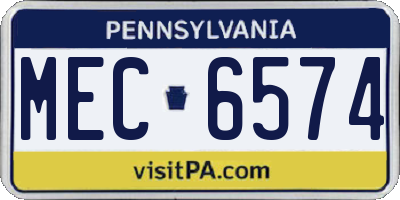 PA license plate MEC6574
