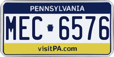 PA license plate MEC6576