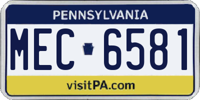 PA license plate MEC6581