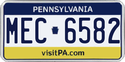 PA license plate MEC6582