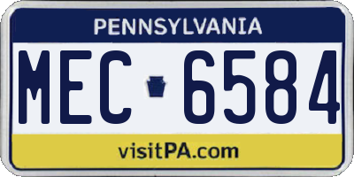 PA license plate MEC6584