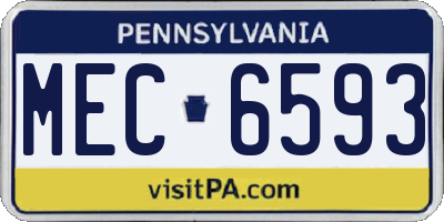 PA license plate MEC6593